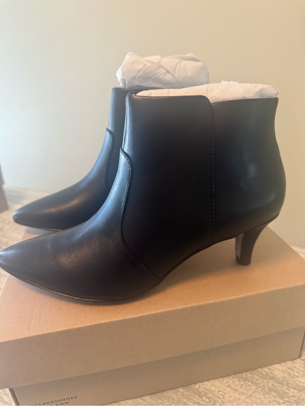 Collection by Clark’s Black Leather Pointed-Toe Ankle Boots - Women's